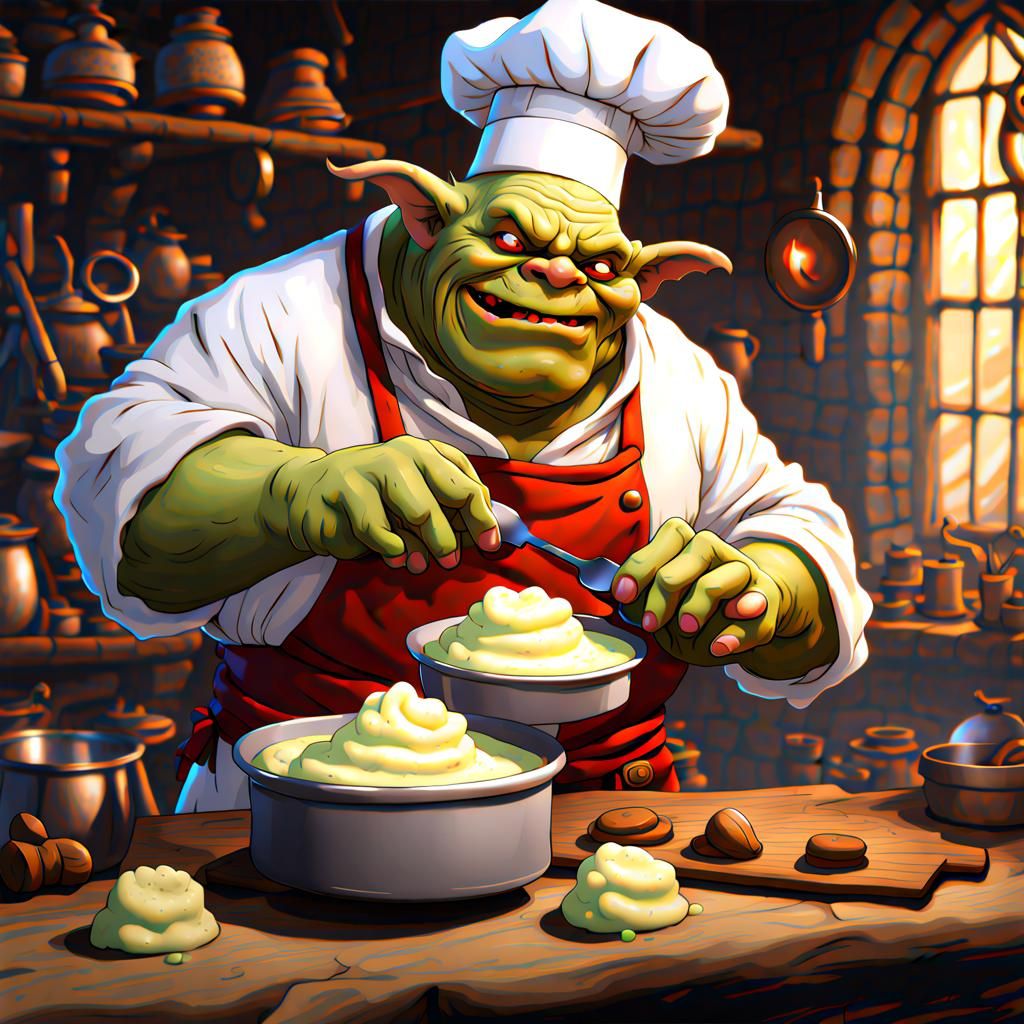 Ogre Chef Cooking Goblin Soufflés