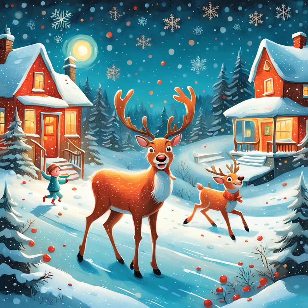 Whimsical Christmas Chaos in a Snowy Village