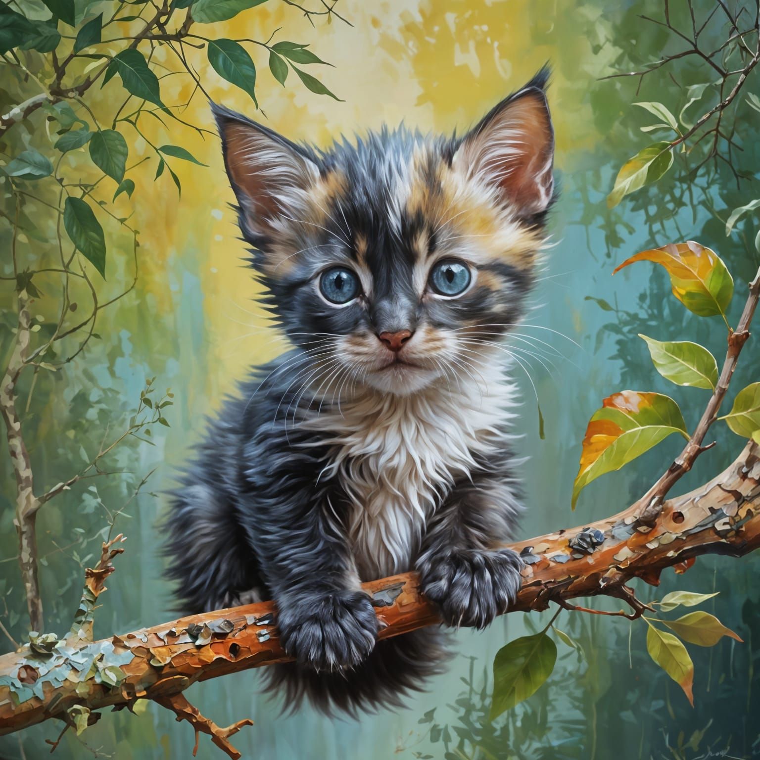 Vibrant Abstraction of a Whimsical Feline