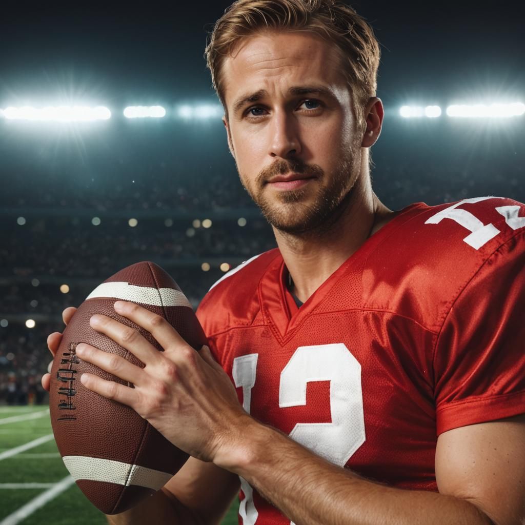 Ryan Gosling as Football Quarterback in Stadium