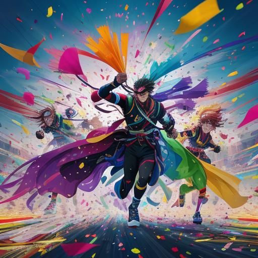 Anime Marathon Runners Cross Finish Line