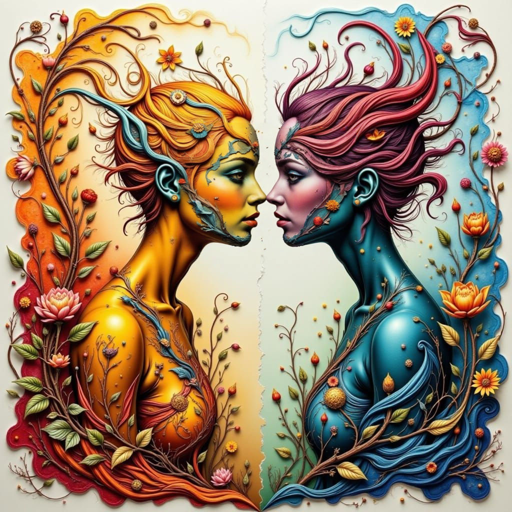 Surreal Collage of Fantastical Creatures in Timeworn Poster ...