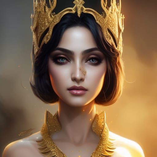 princess dark hair golden crown