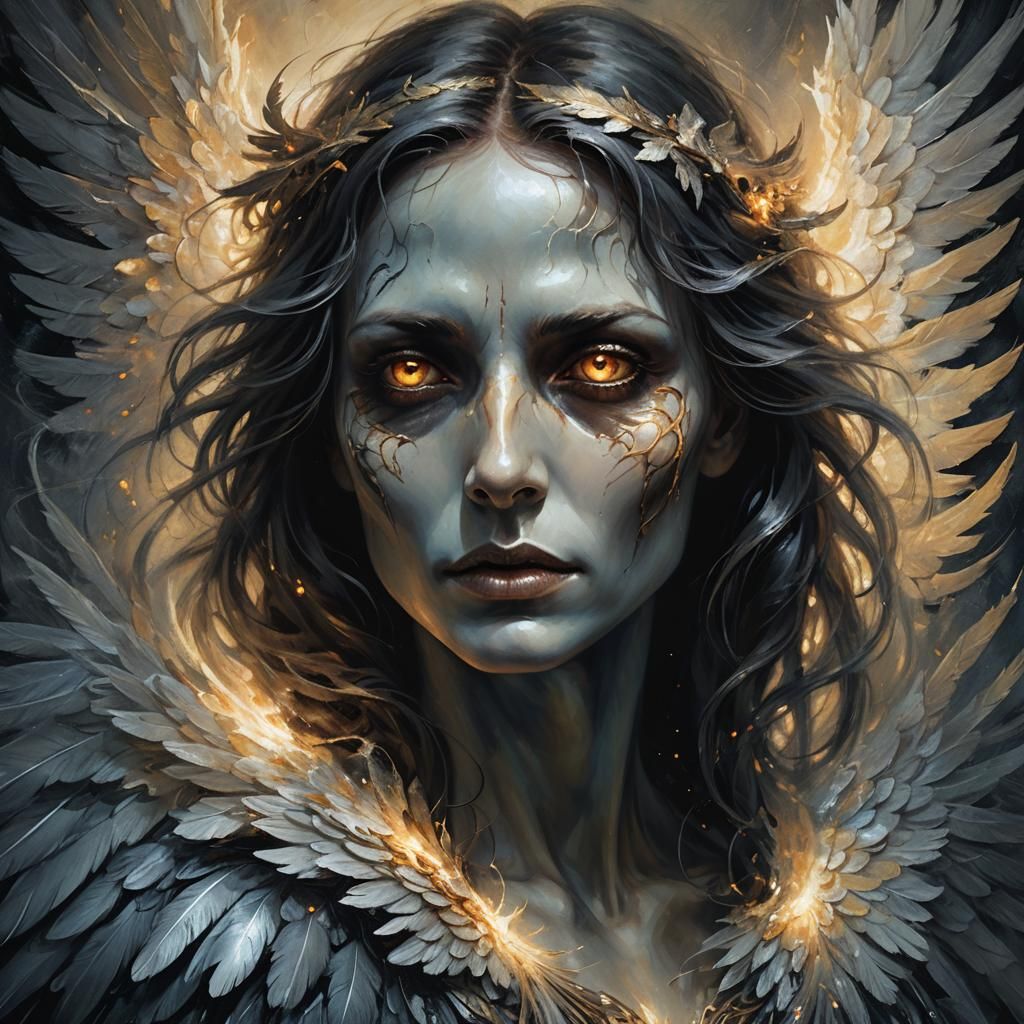 Angel of Death Portrait with Iridescent Soul