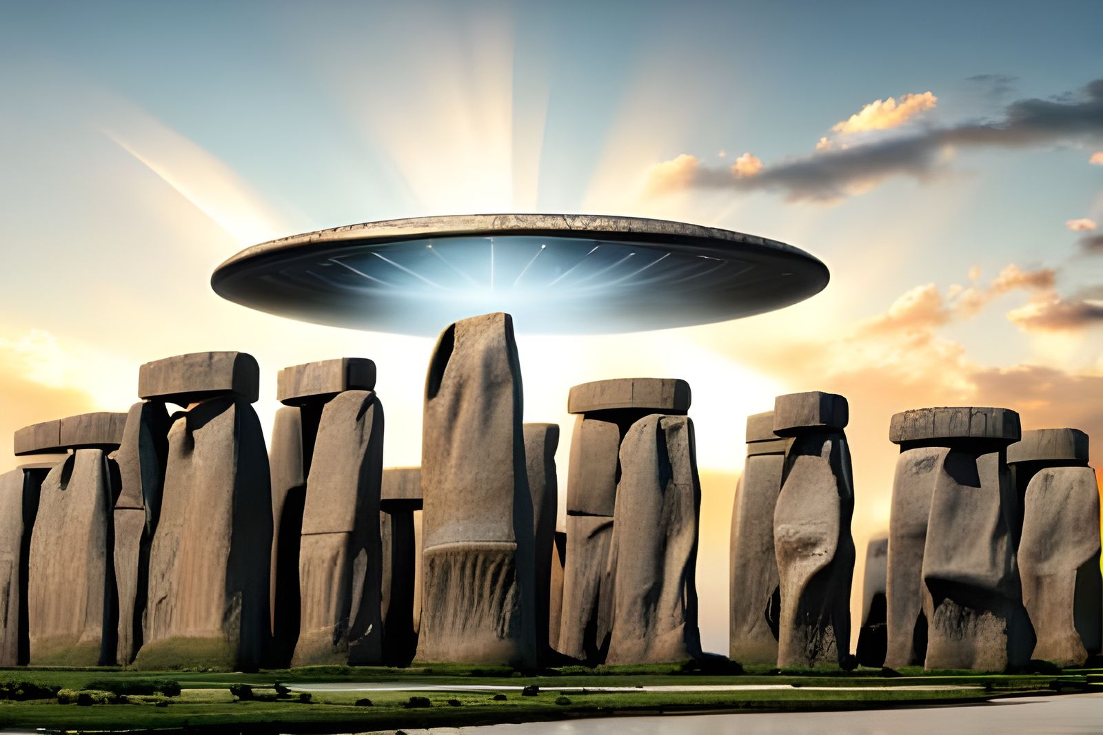 Hyperrealistic UFO over Stonehenge in High Definition
