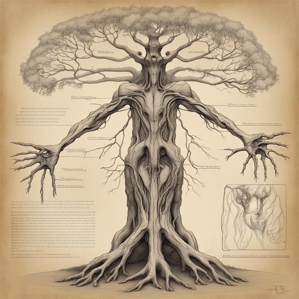 Ent Anatomy in Da Vinci Style Line Art