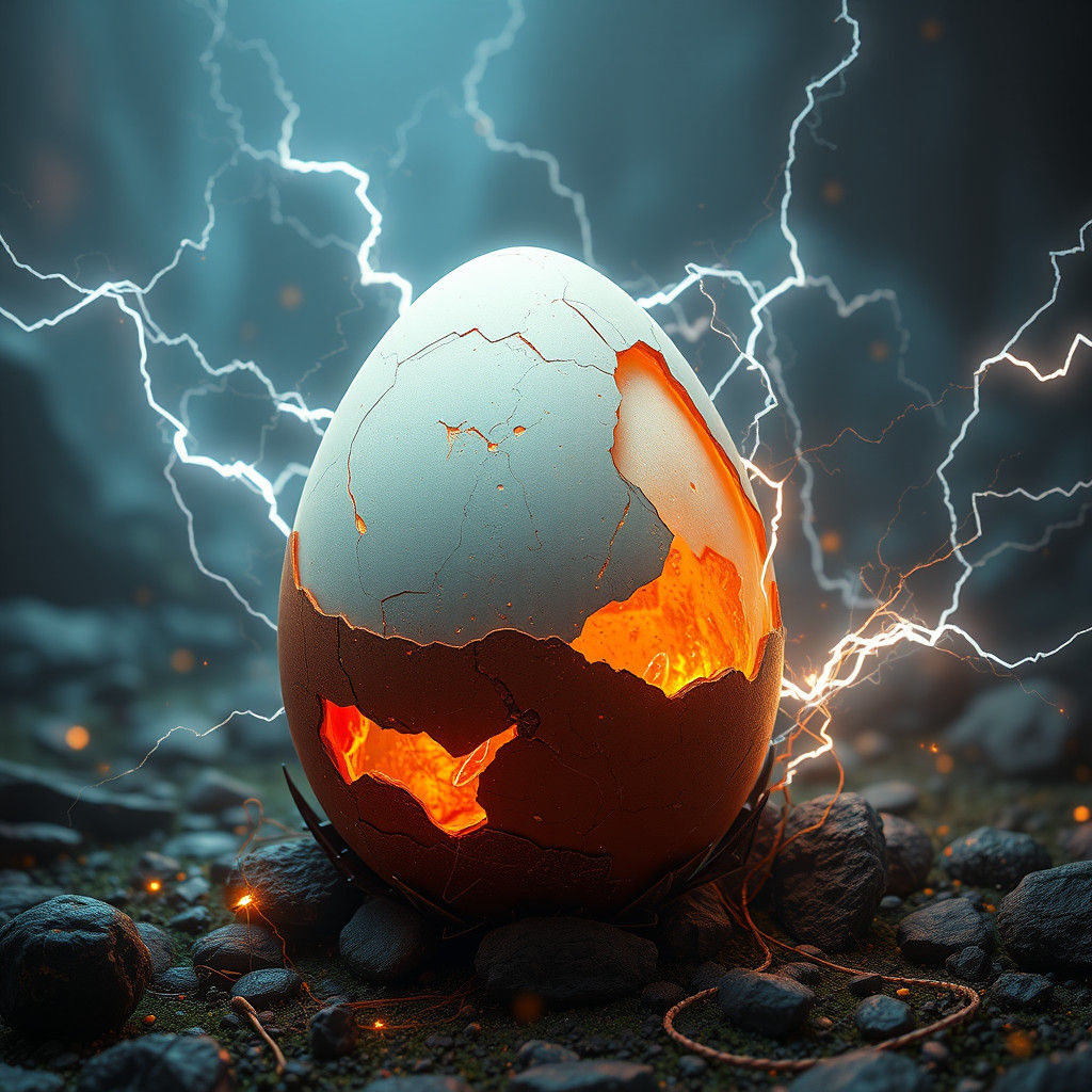 Electric Egg in Detailed Matte Painting Style