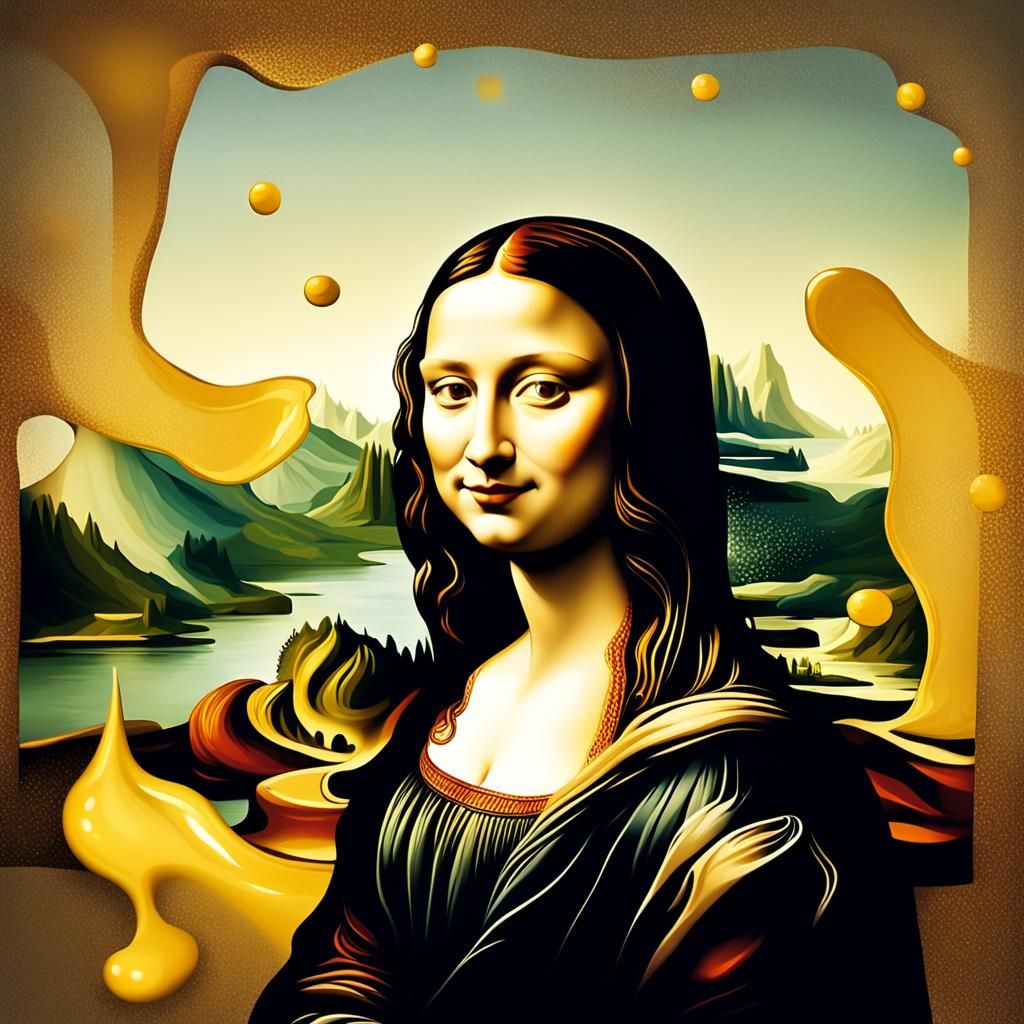 Surrealist Mona Lisa Portrait with Melting Features