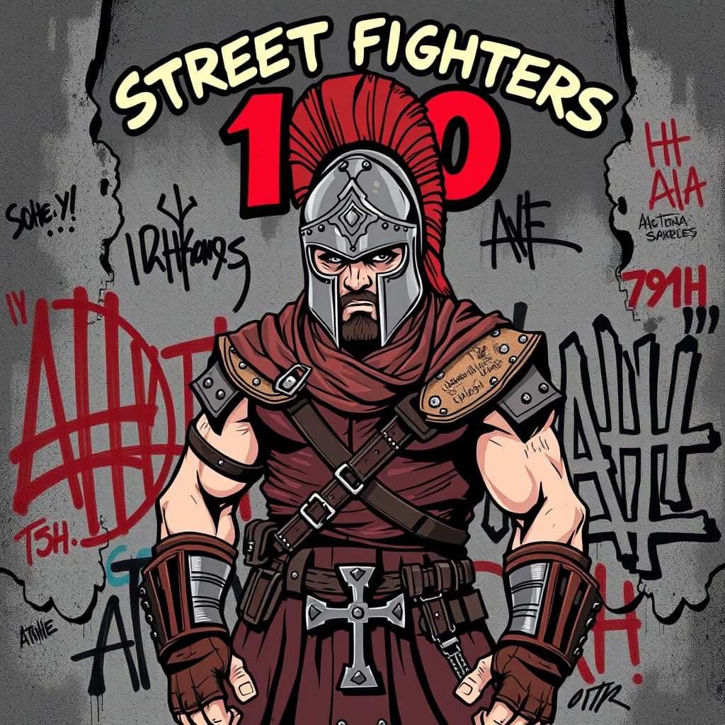 Spartan Warrior in Gritty Urban Comic Style