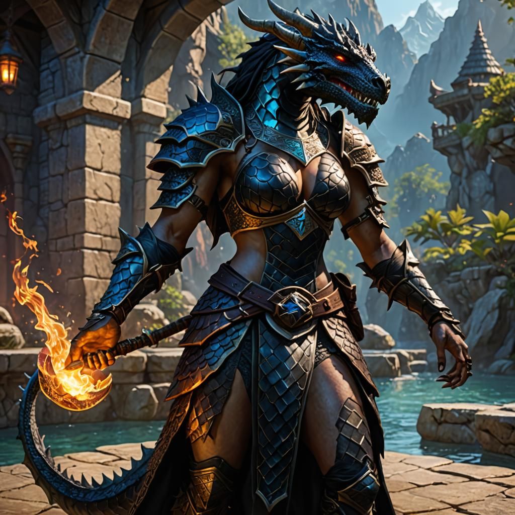 Black dragonborn female