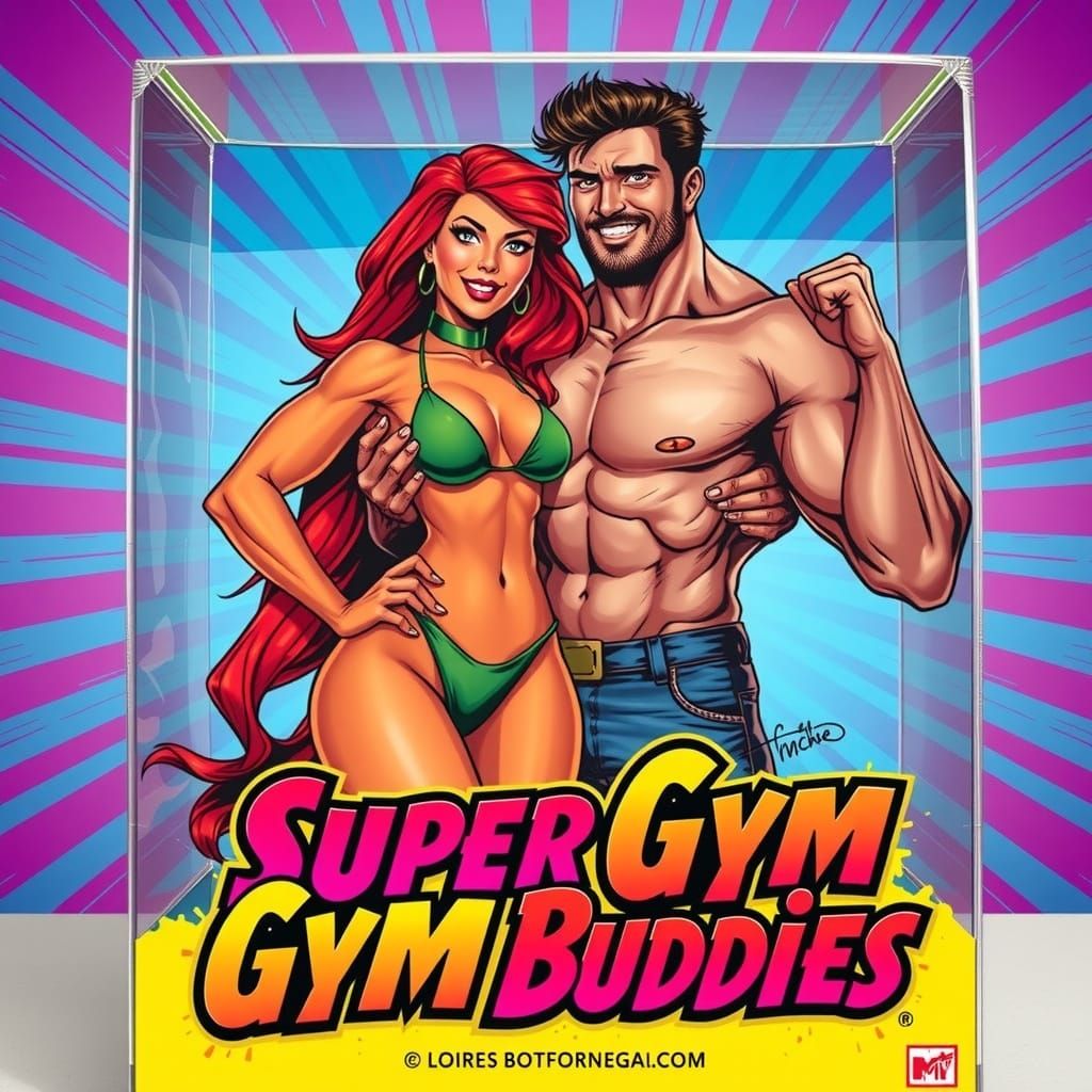 Fiery Redhead Female Bodybuilder in Bold, Vibrant Art