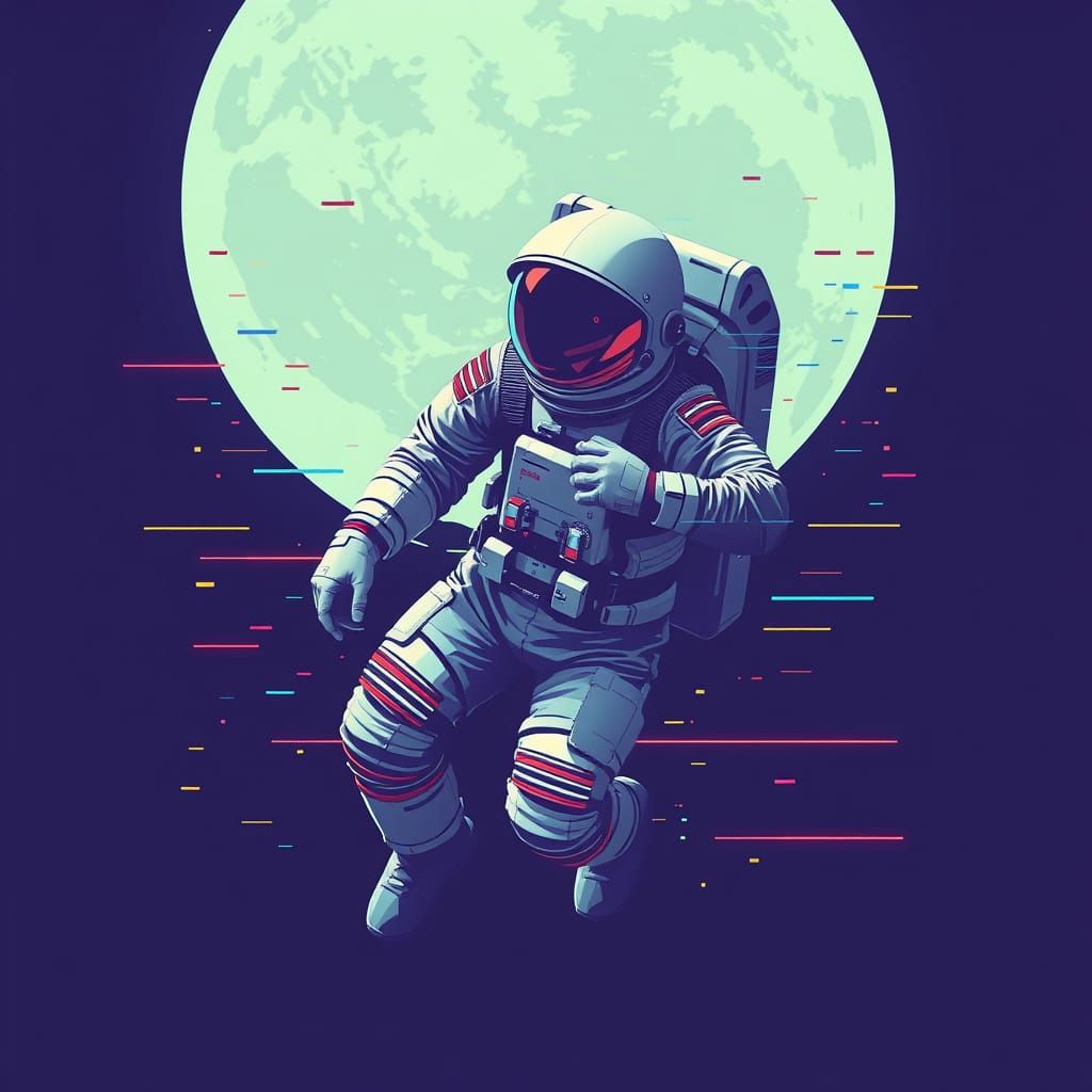 Astronaut in Digital Distortion