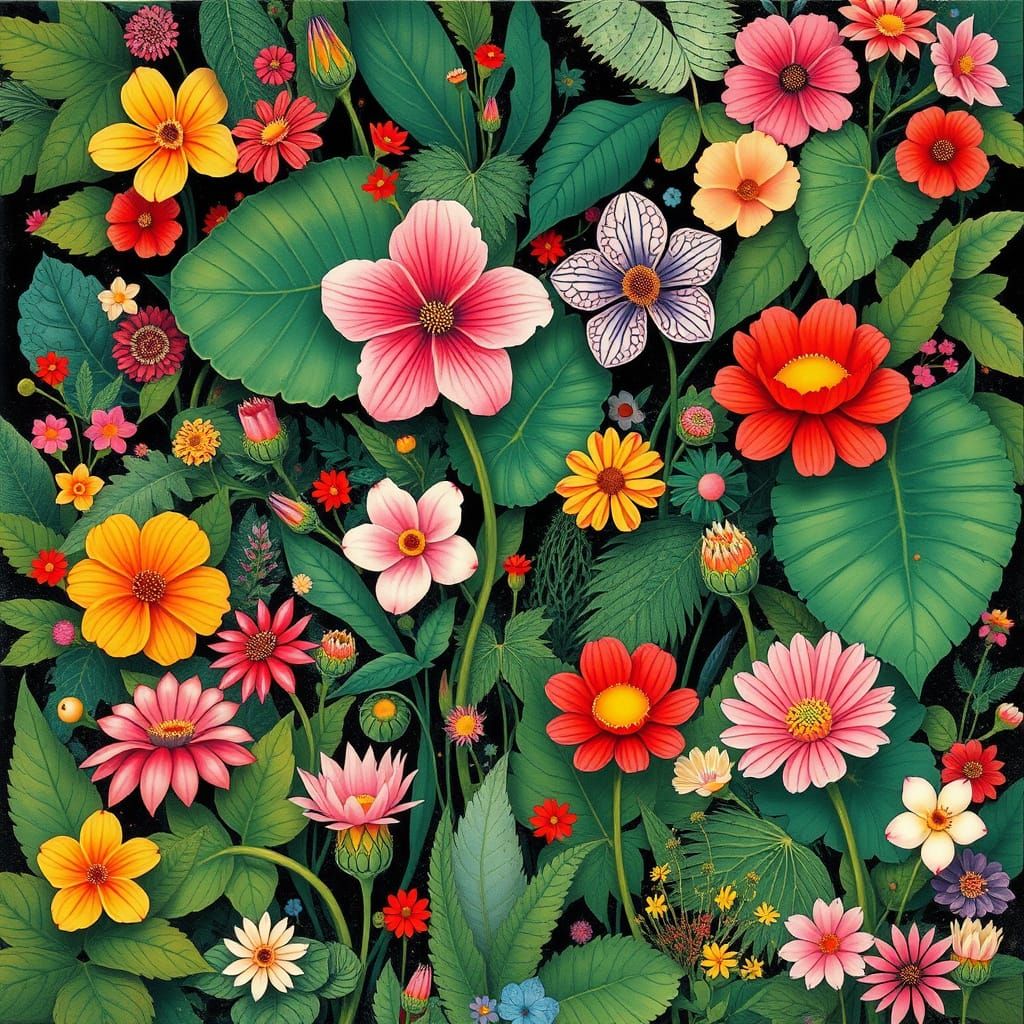Botanical Dreamscape: Surreal Pop Art Flowers
