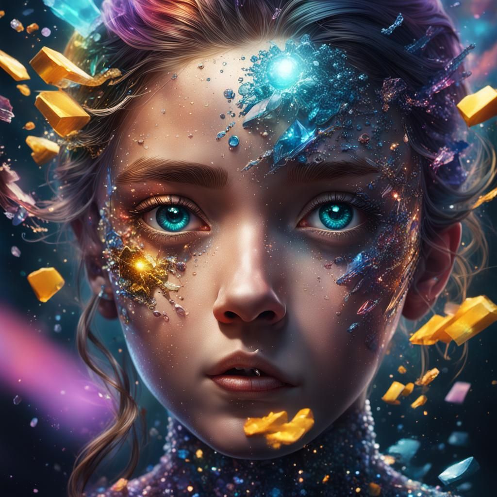 Hyperrealistic Sparkle Art with Dramatic Lighting