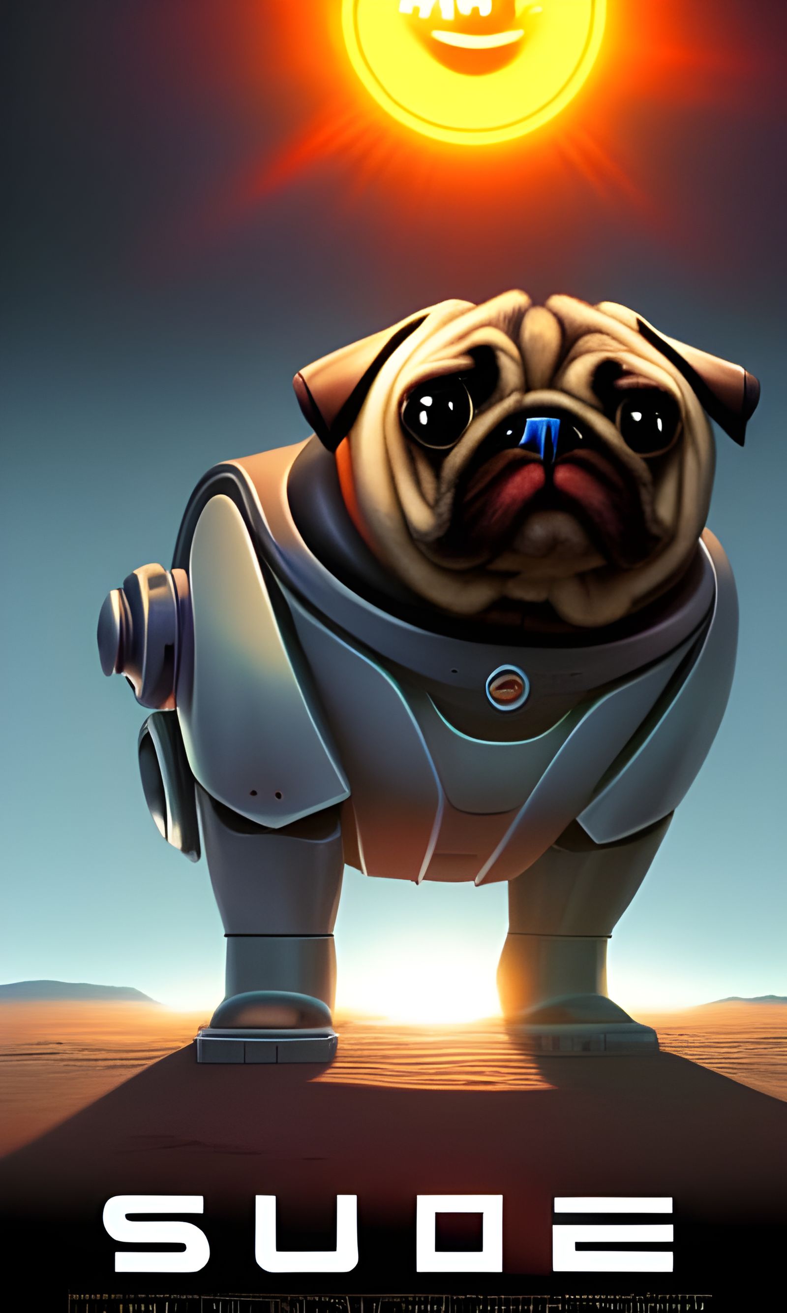 Future 2050 Movie Poster with Pug Robot