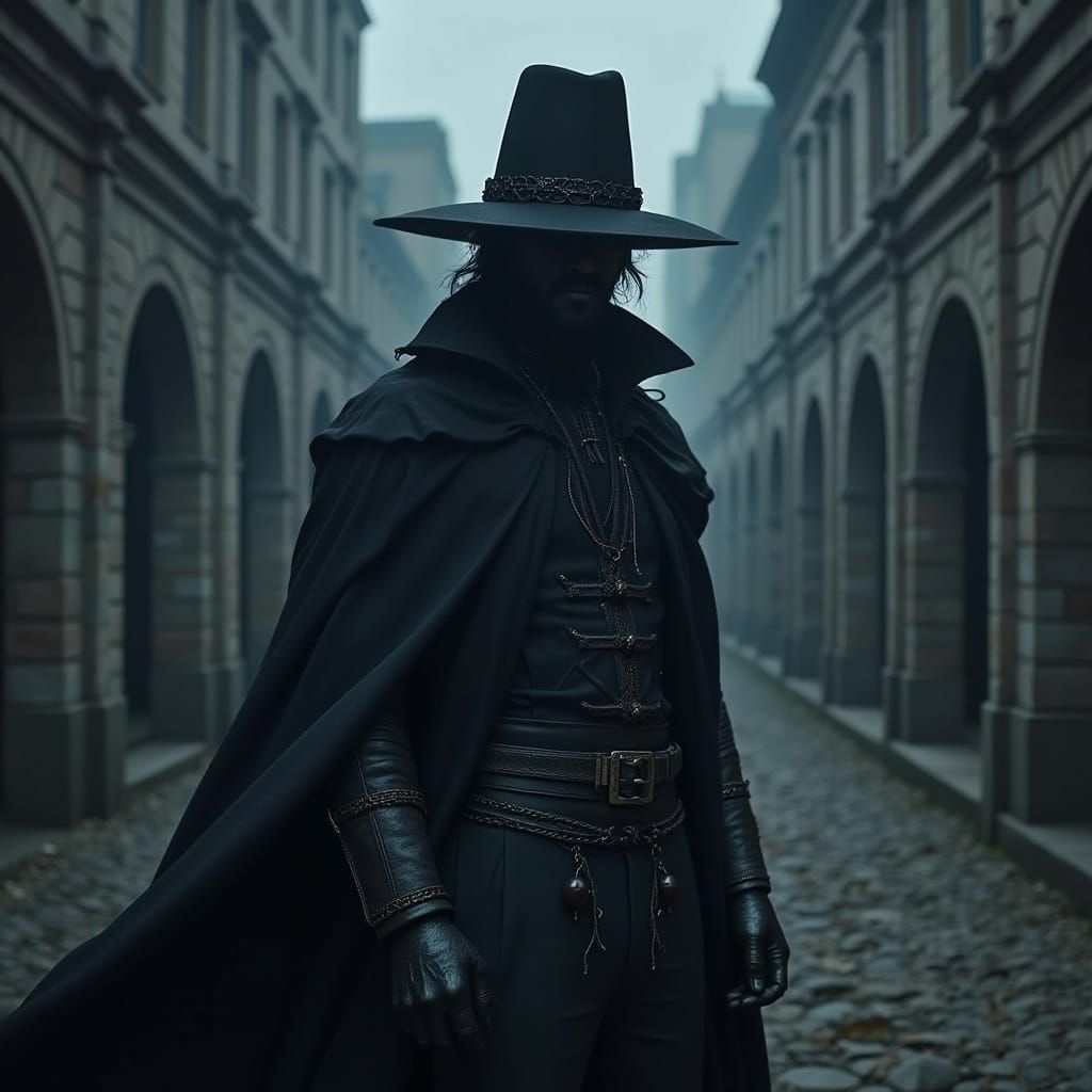 Plague Doctor Portrait in Dark, Opaque Setting