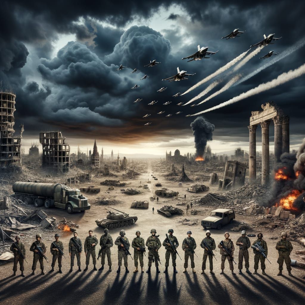 Post-Apocalyptic Ruins of a Futuristic World War 3 in Cyberp...