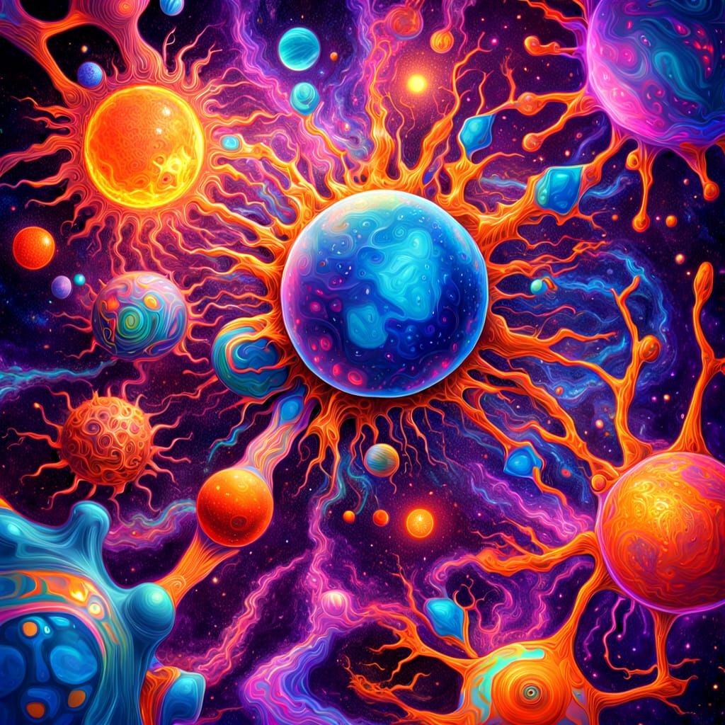 Surreal Think Tank with Astral Colors in Mixed Media