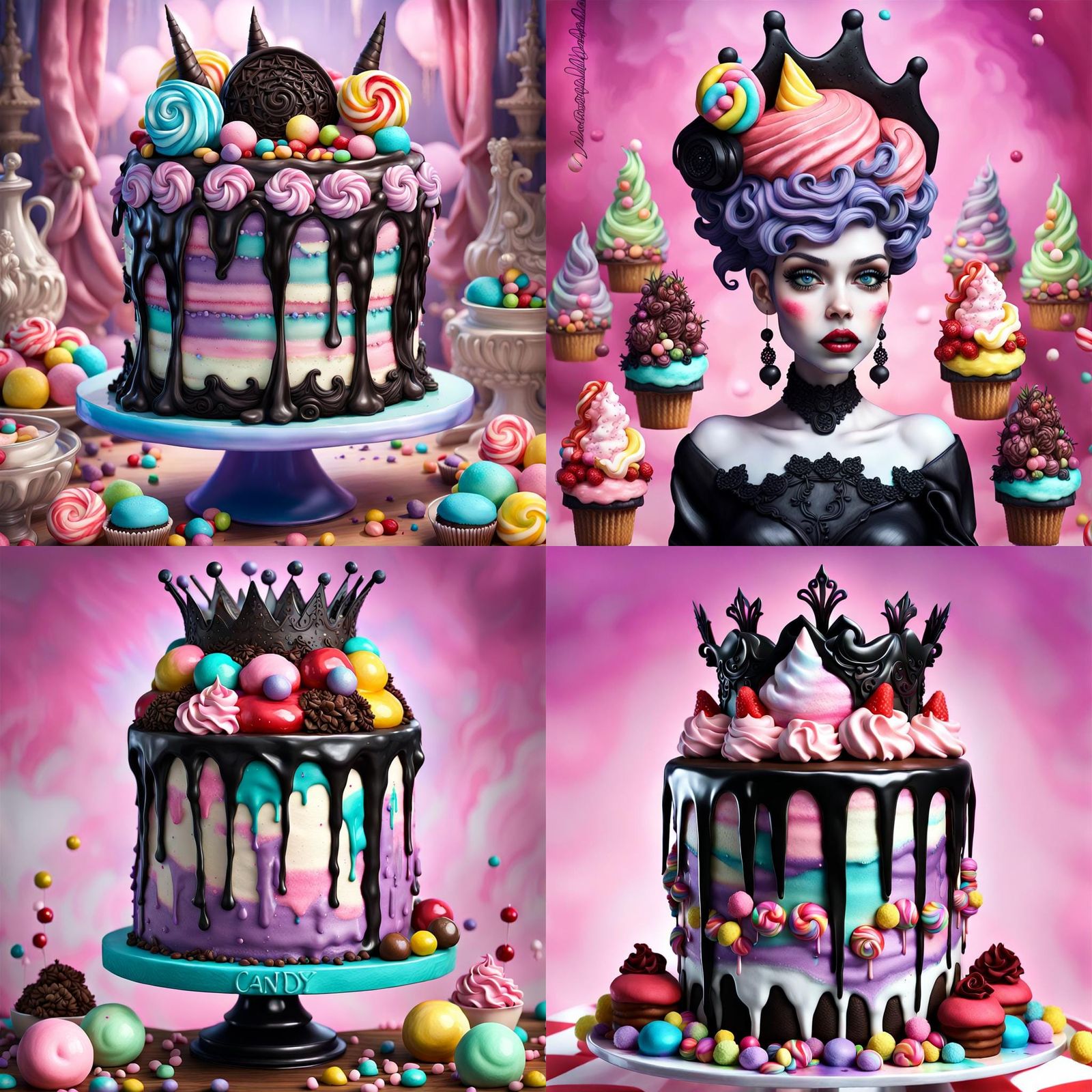 Candy Goddess Sculpted from Cakes in Watercolor Style