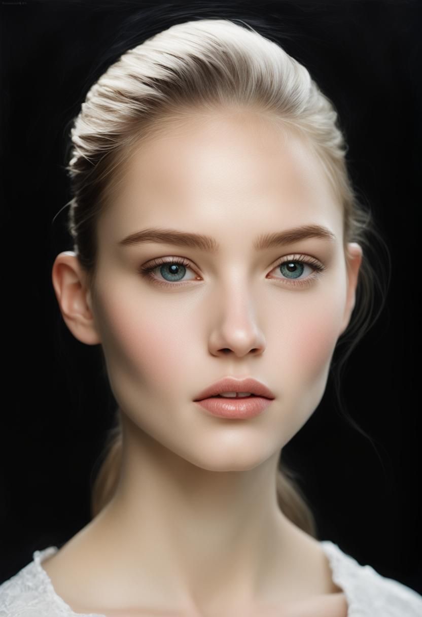 Romantic Woman in White: Impasto Textured Portrait