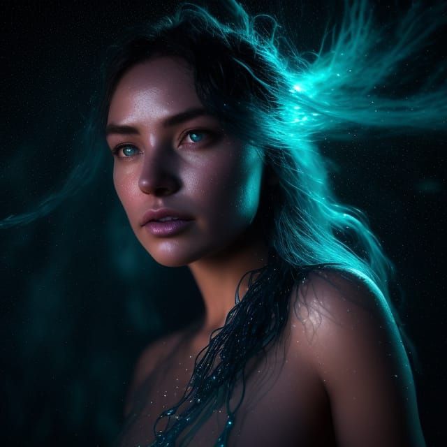 Sapphire Goddess Arises from Electric Storm