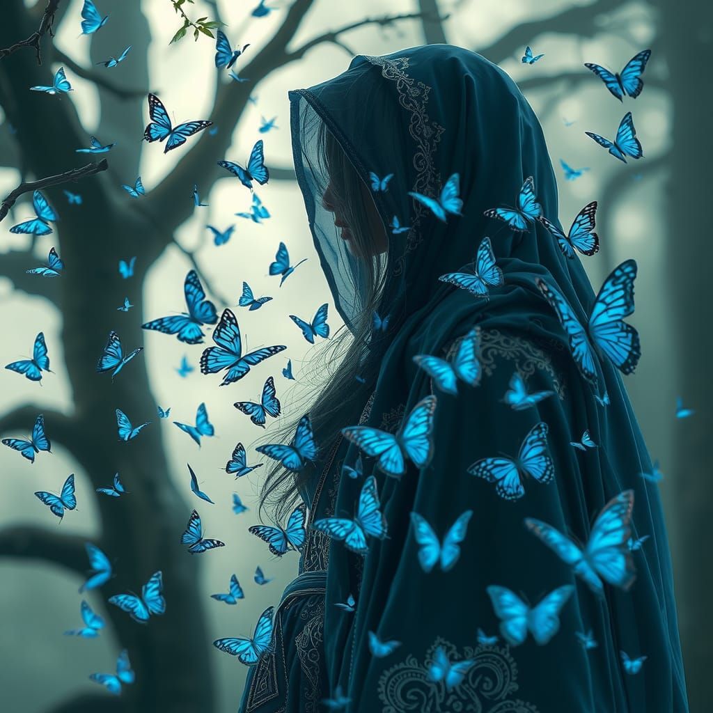 Mystical Priestess of Avalon with Butterflies