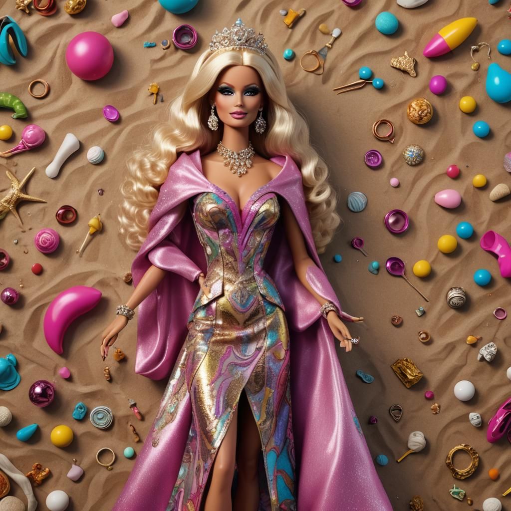 Drag Queen Barbie as Streisand: Detailed Digital Art
