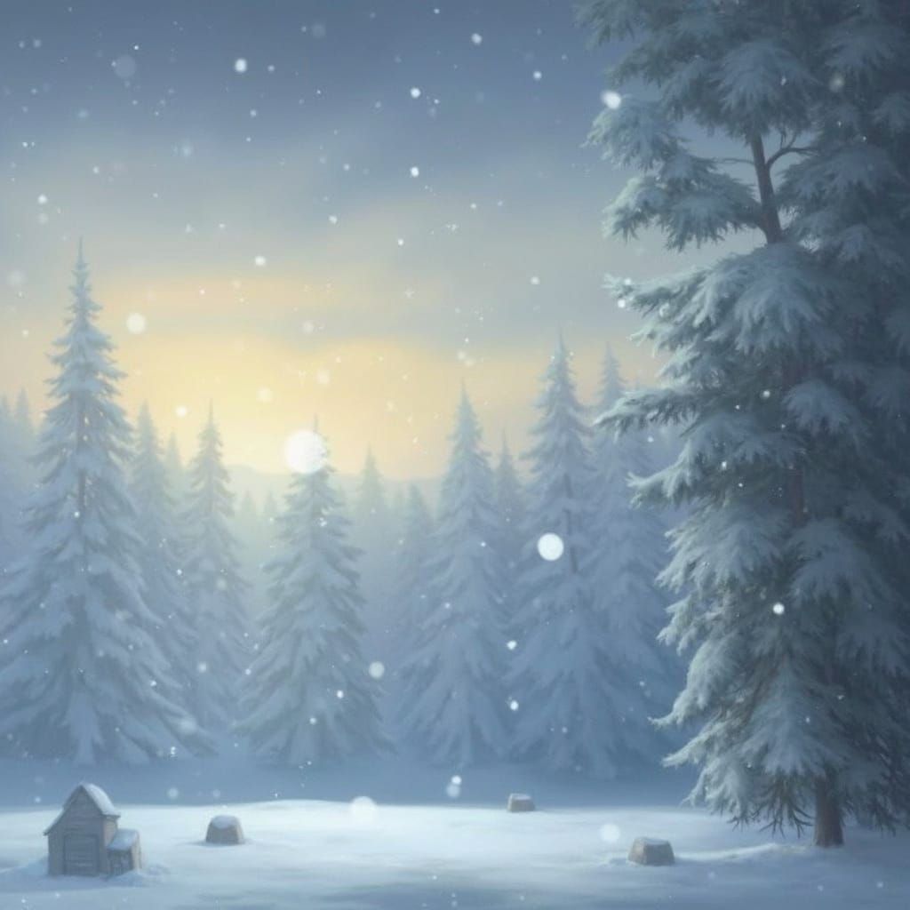 Golden Hour Snowscape in Detailed Digital Art