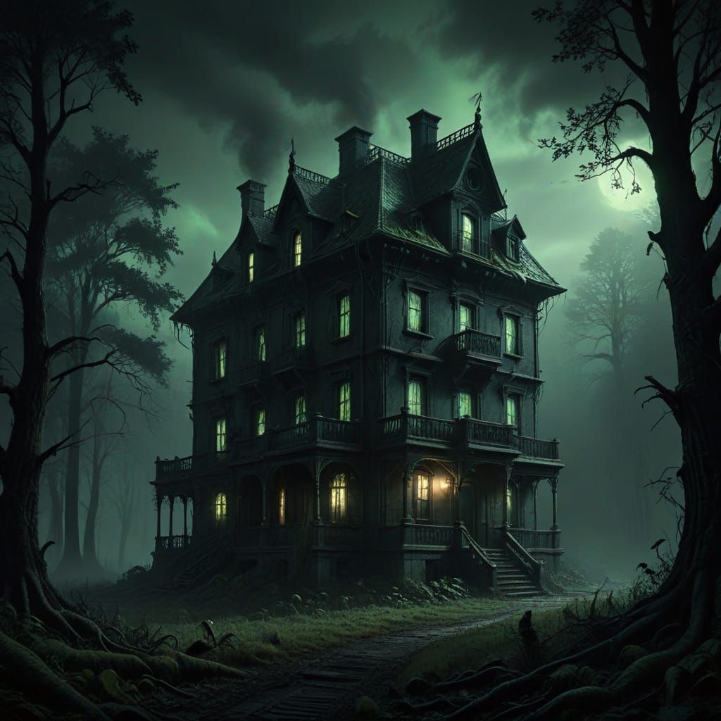Eerie, Twisted Abode in Dark, Gothic Forest