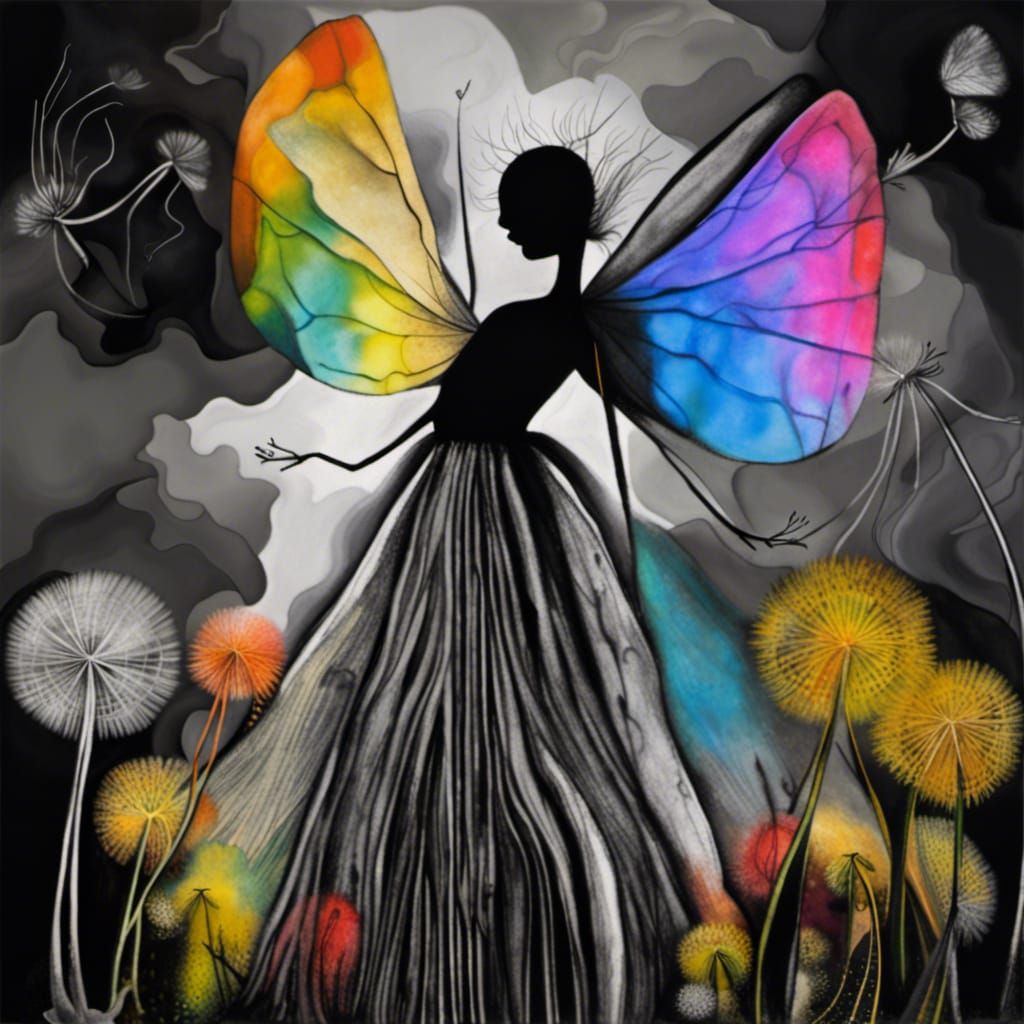 Winged Fairies in Dandelion Dreamscape: Surreal Art
