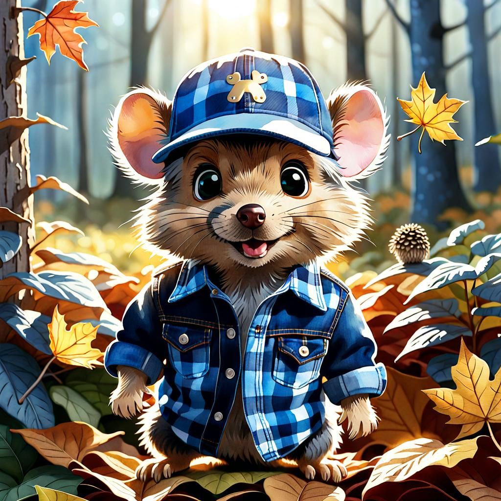 Mouse and Yorkie Observe Hedgehog Family