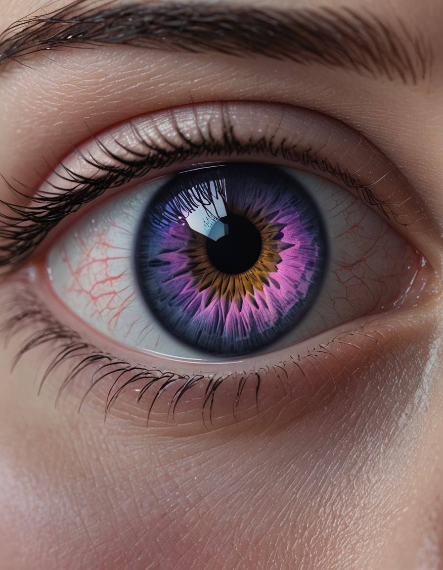 Iridescent Eye Close-Up in CGI Fine Art Style