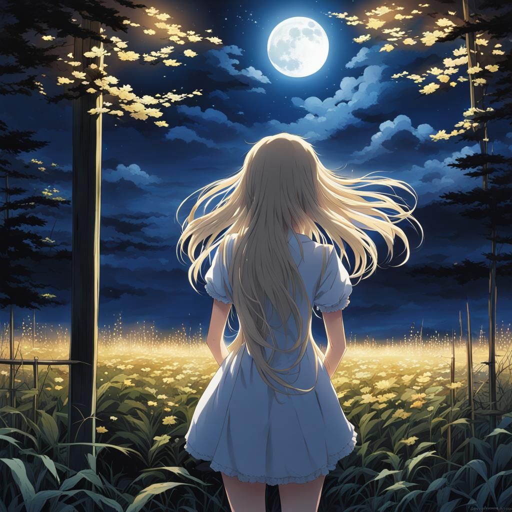 Girl Silhouetted by Moon, Anime Key Visual