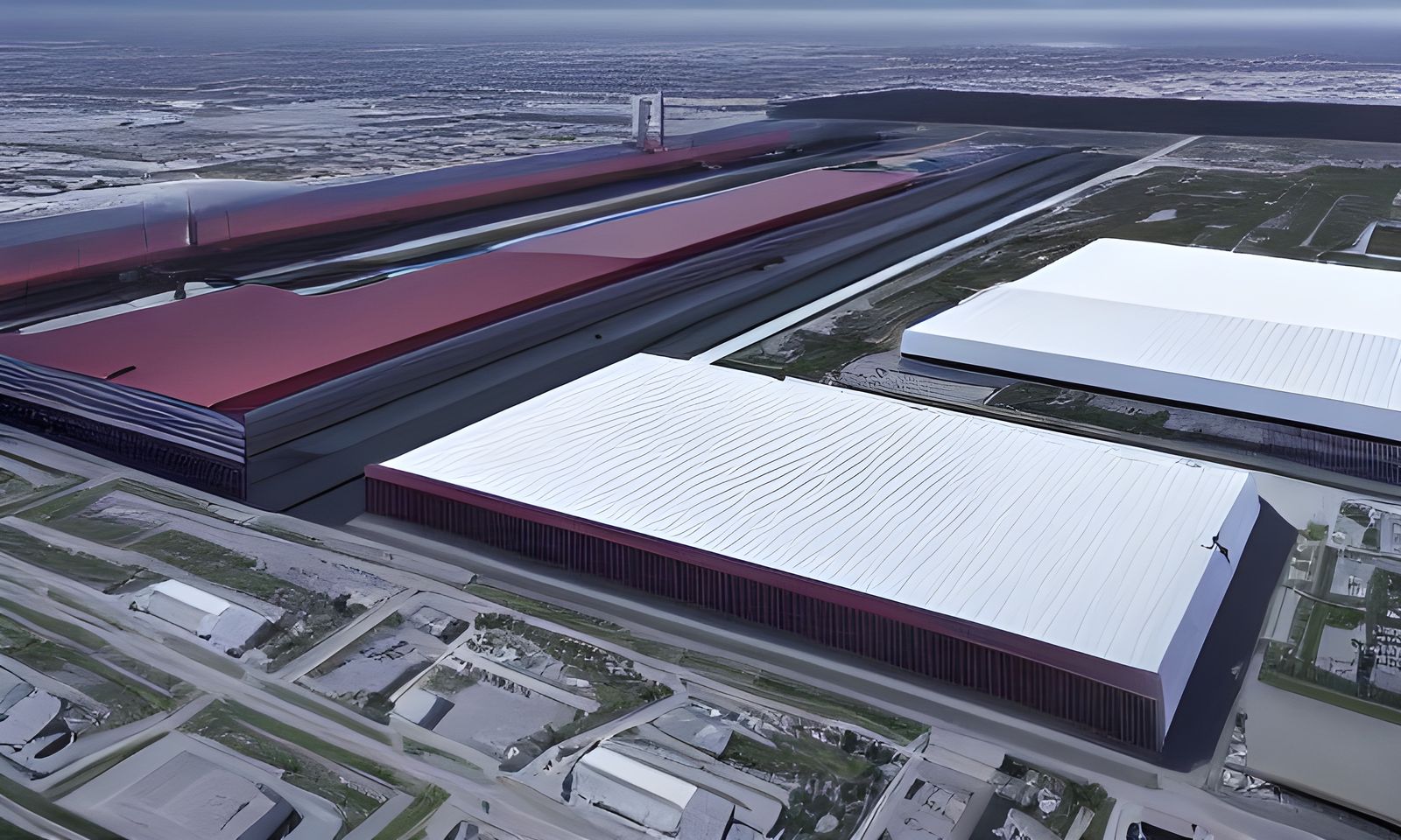 Tesla Gigafactory Florida: Brutalist Cyberpunk Concept Art