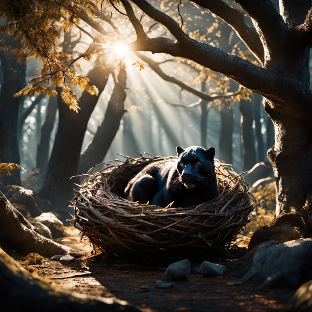 Surrealist Bird Nest South Pole in Chaotic Forest
