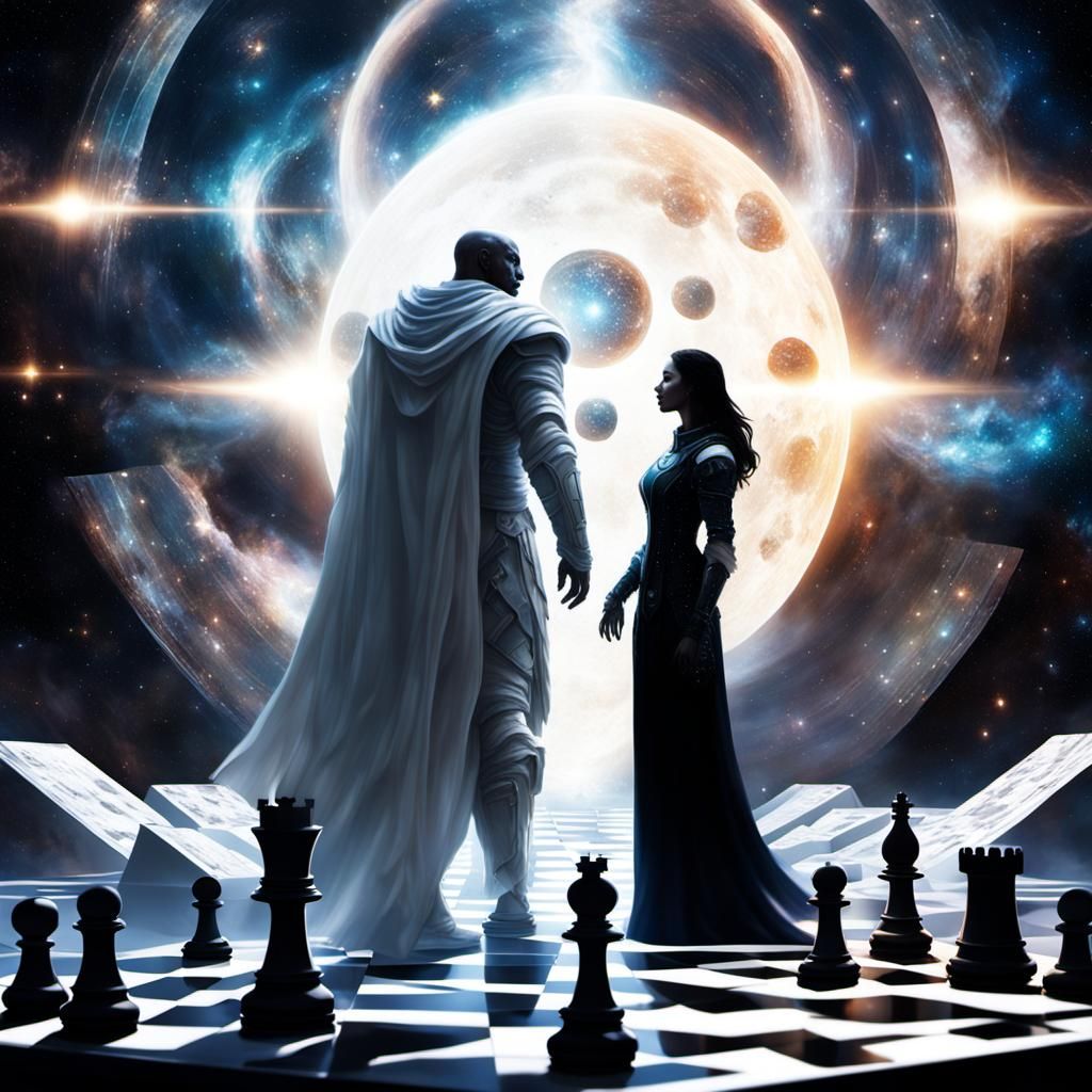 Cosmic Chess Game: Hyper-Realistic Sci-Fi Art