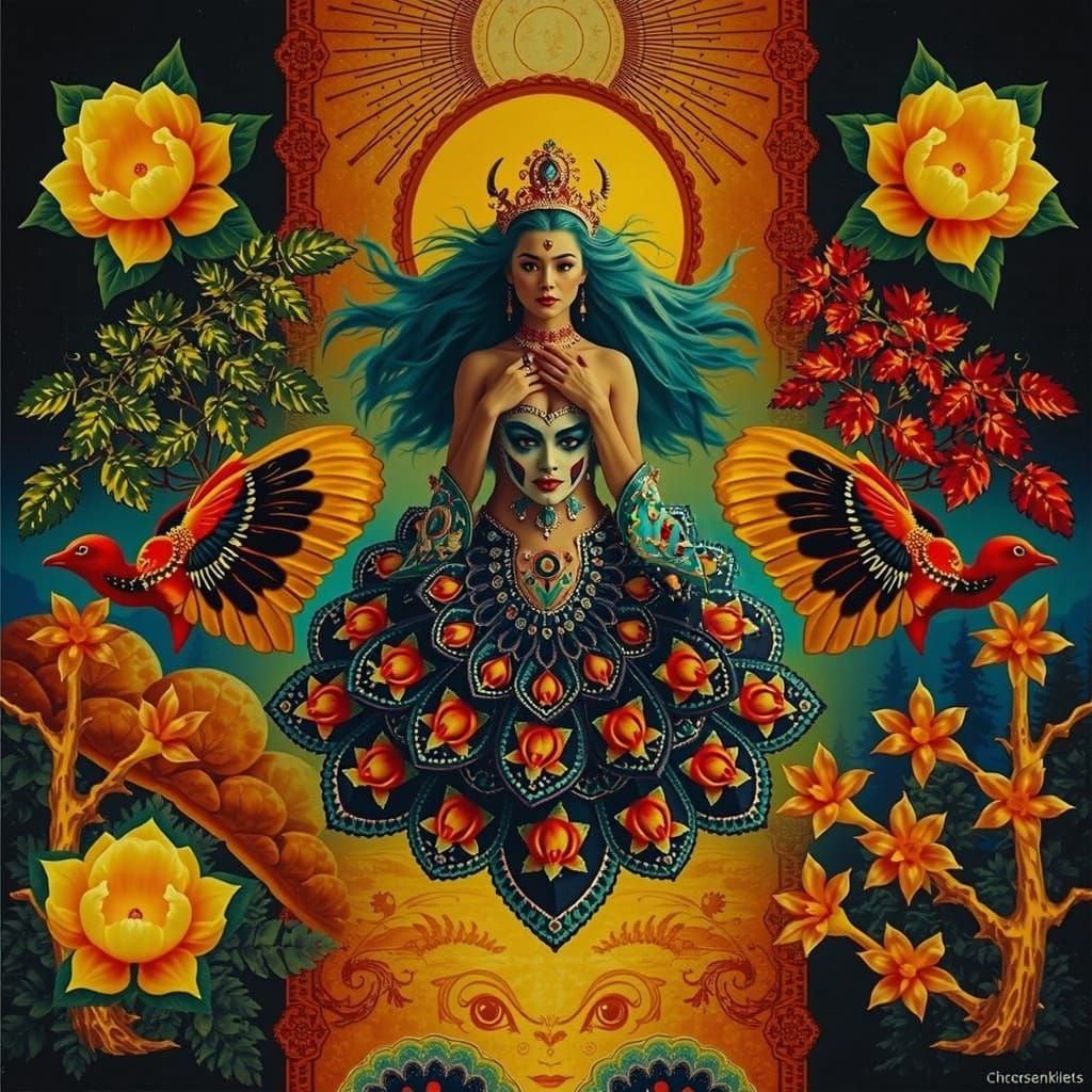 Mystical Forest Scene with Diverse Elements