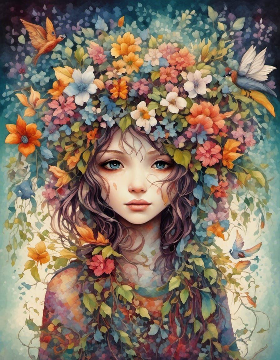 Dreamy Surreal Toucans in Rainforest Tree