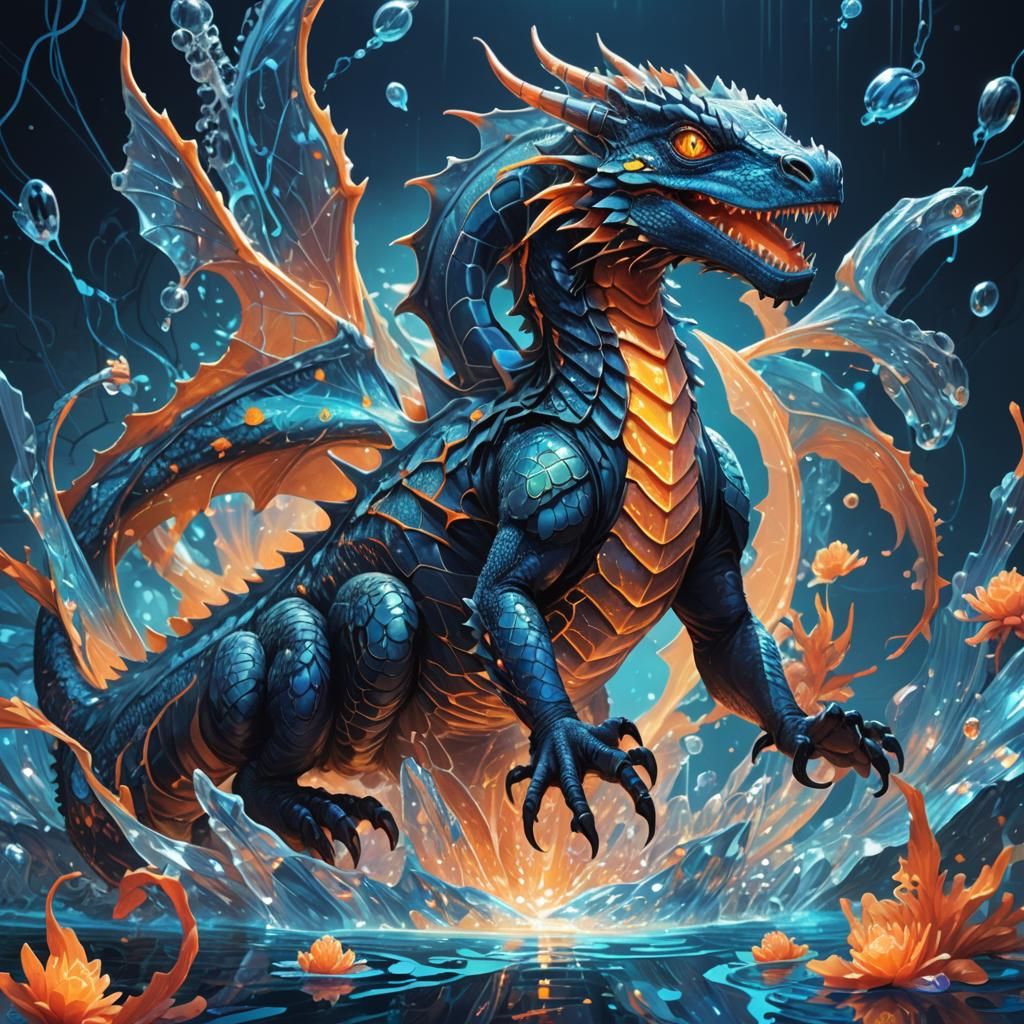 Cyber-Organic Water Dragon in Crystal Lake
