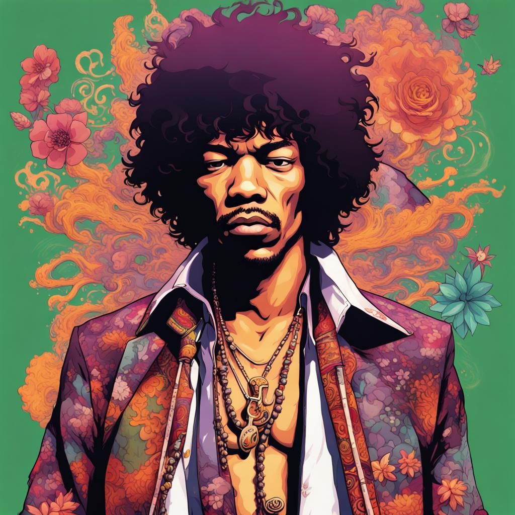 Psychedelic GTA Character in Anime Style