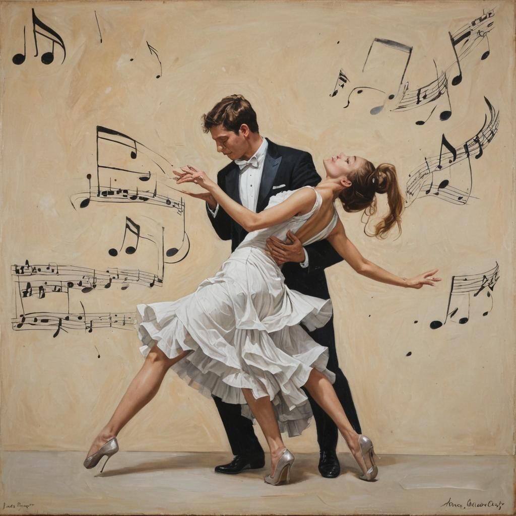 Dancing Couple in Oil Painting Style