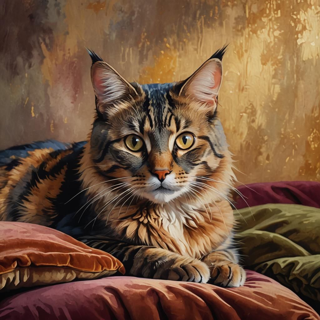 Expressive Cat Portrait with Fauvist Influences