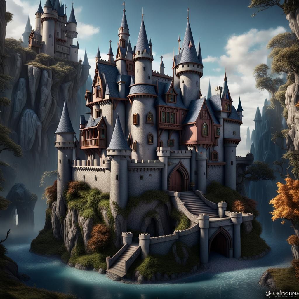 Detailed Fantasy Castle Dollhouse Concept Art