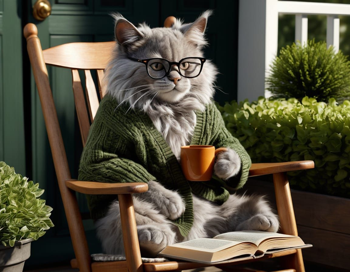 Boomer Cat Enjoys Peaceful Afternoon on Porch