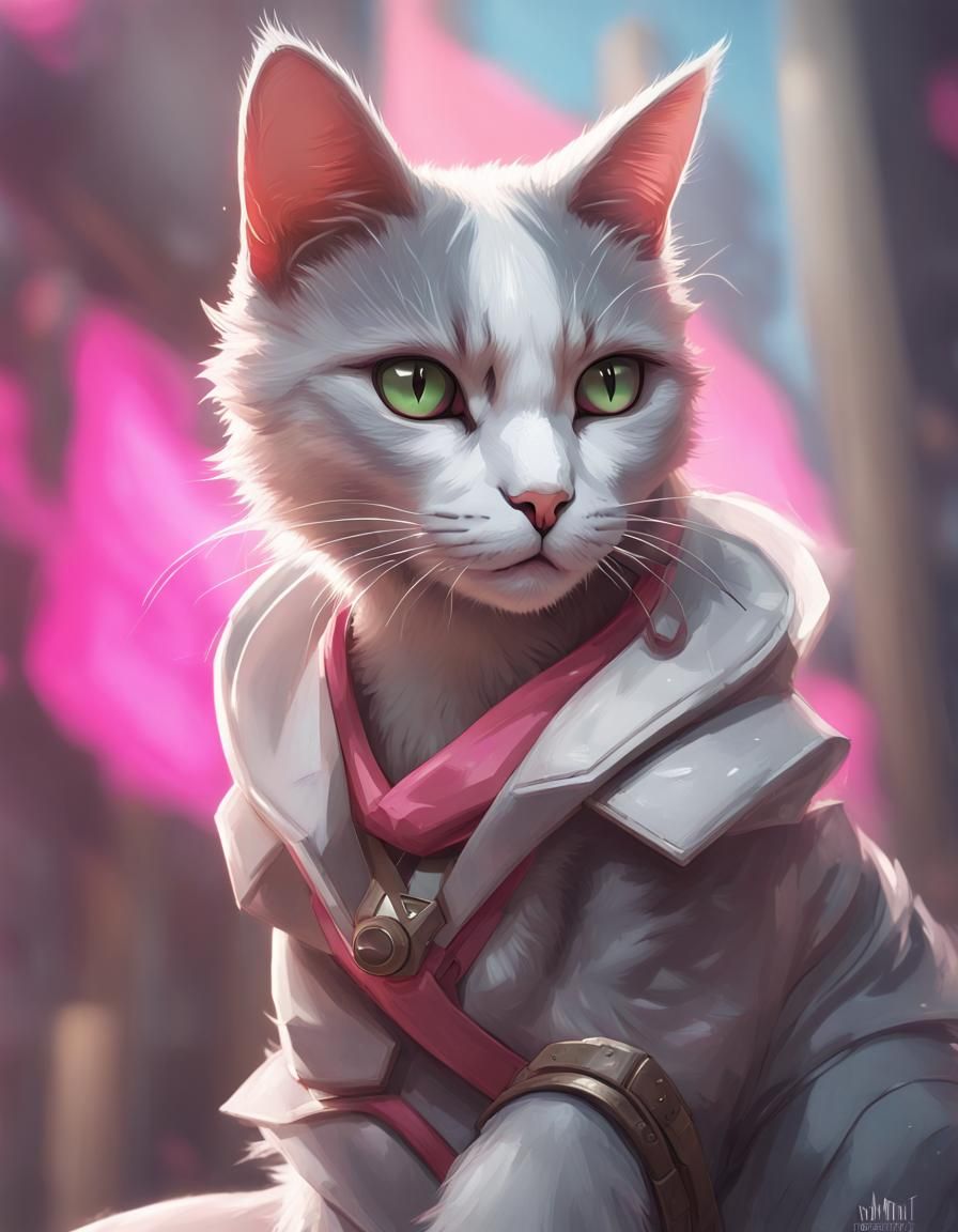 Grey Cat as Valorant Character in Detailed Splash Art