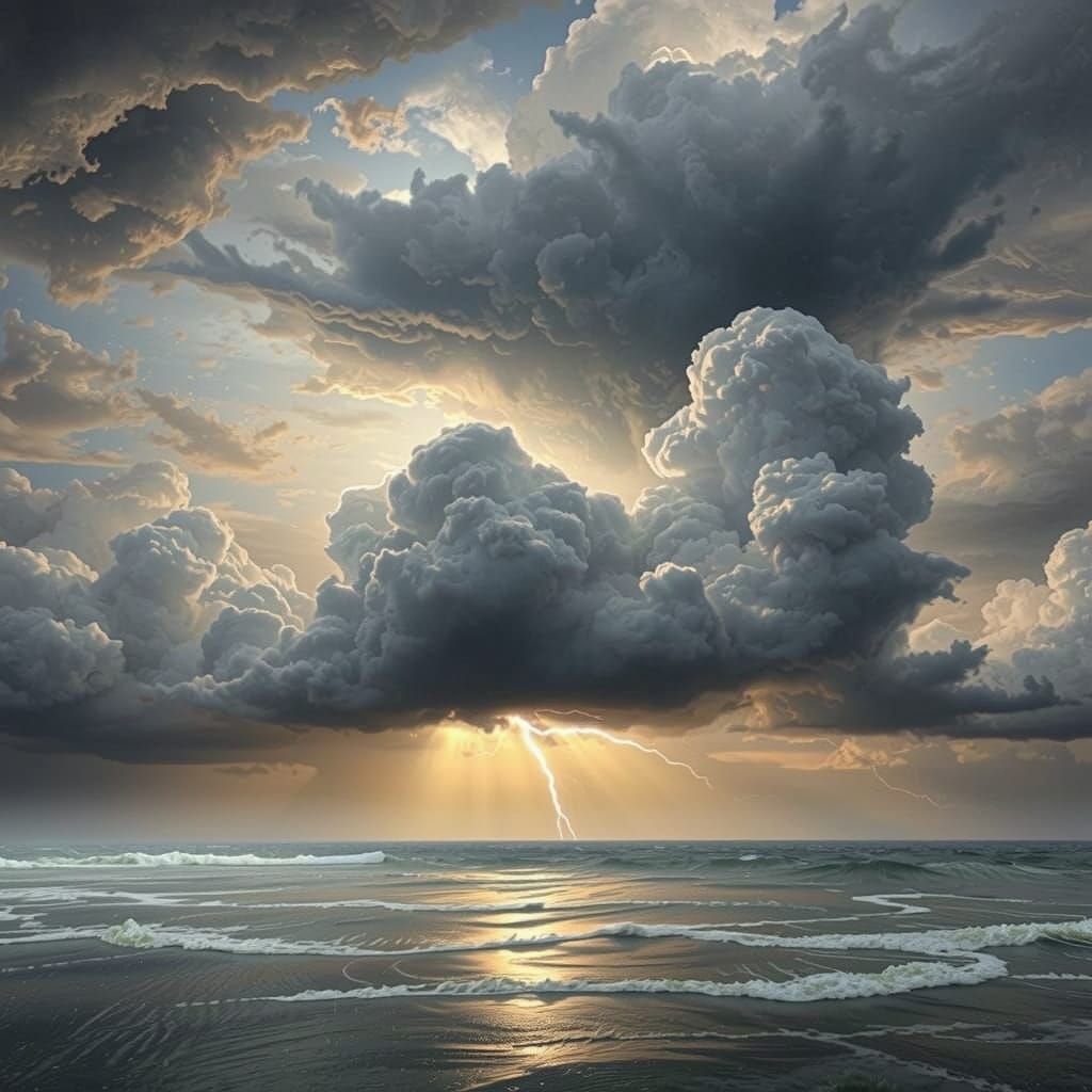 Surreal Storm Clouds with Whimsical Face