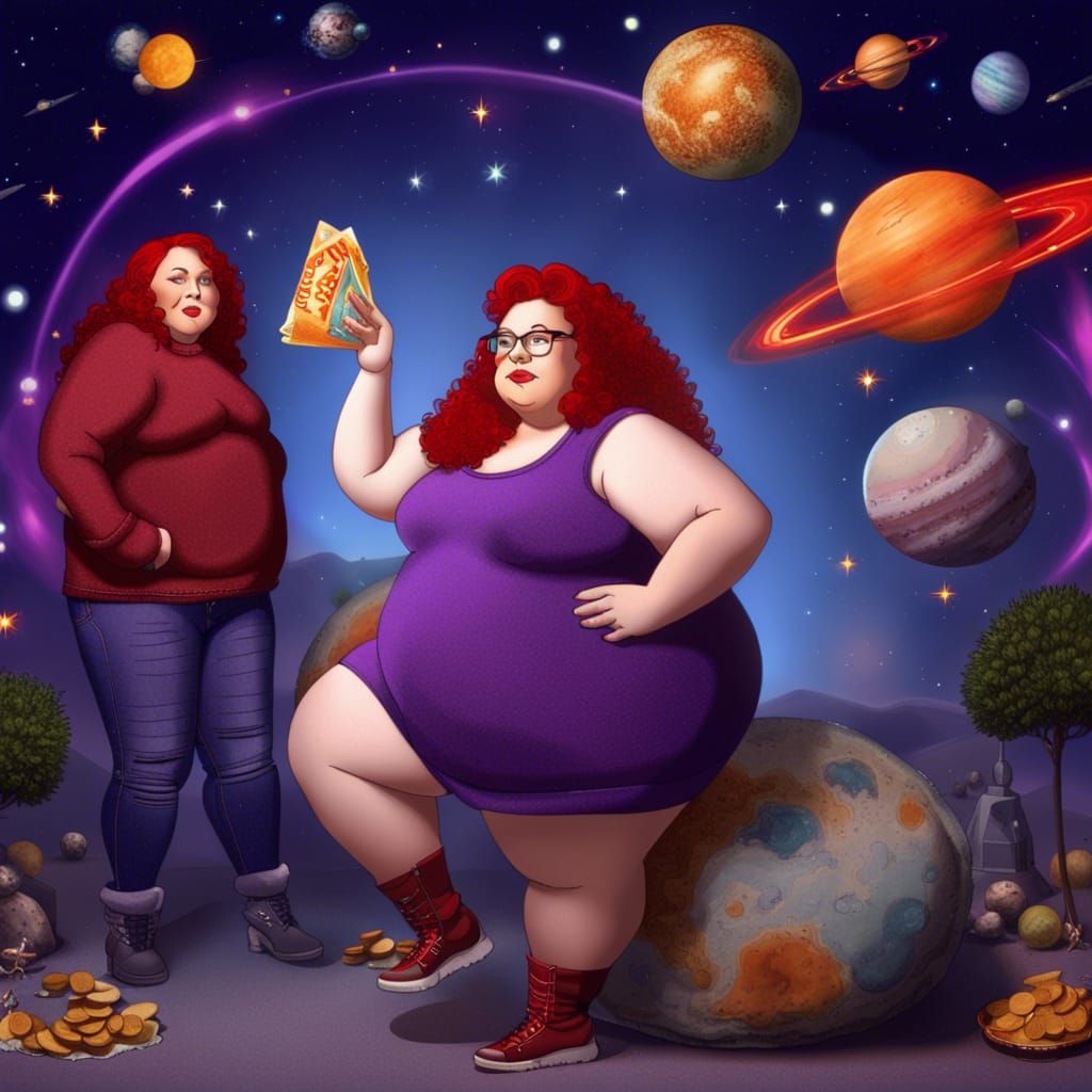 Plus-Size Goddess Advertises Chips in Space
