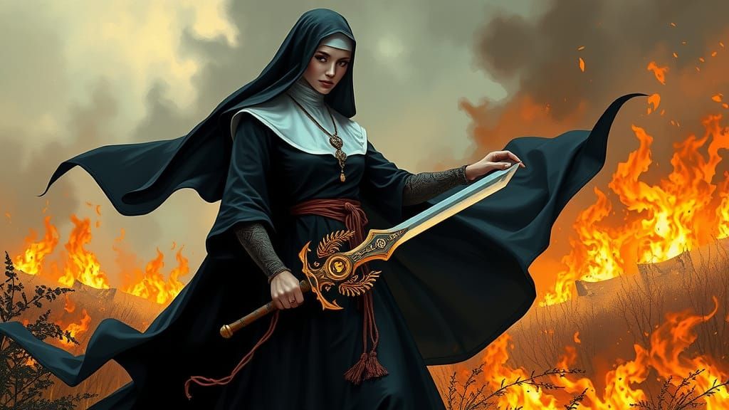 Mystic Warrior Nun in a Blazing Apocalypse