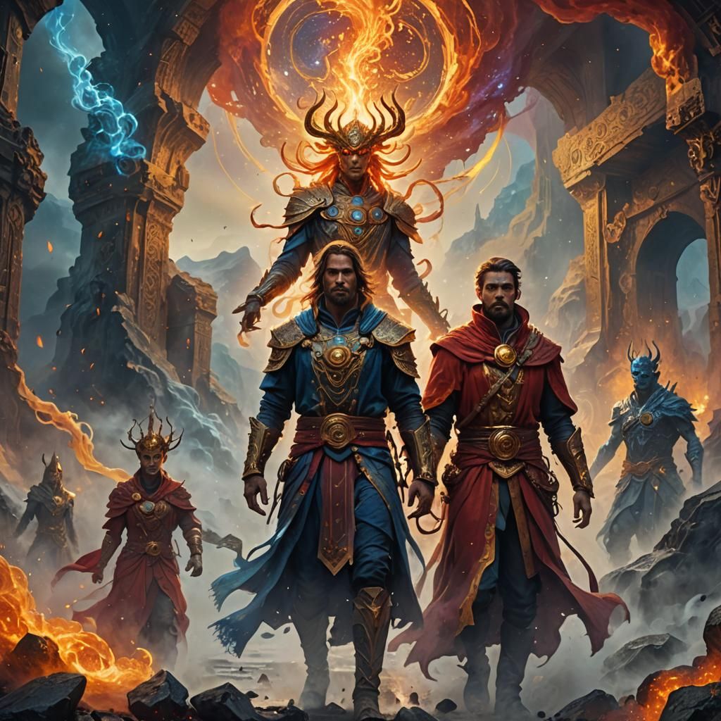 Luminescent Figures Amidst Swirling Mist, Fantasy Art