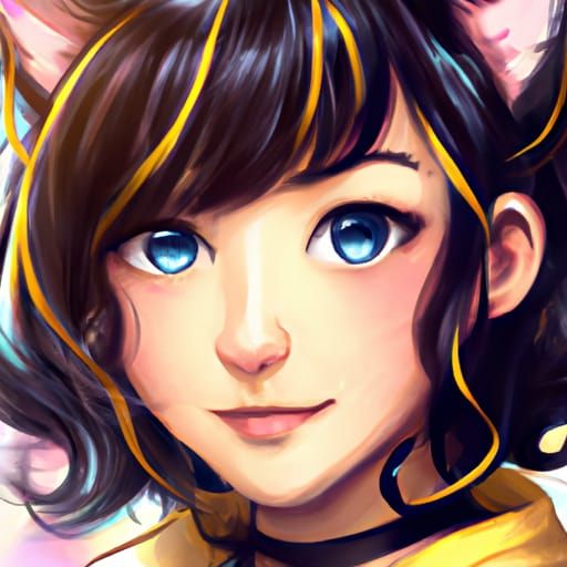 Anime Cat-Girl Portrait in Hyperdetailed Style